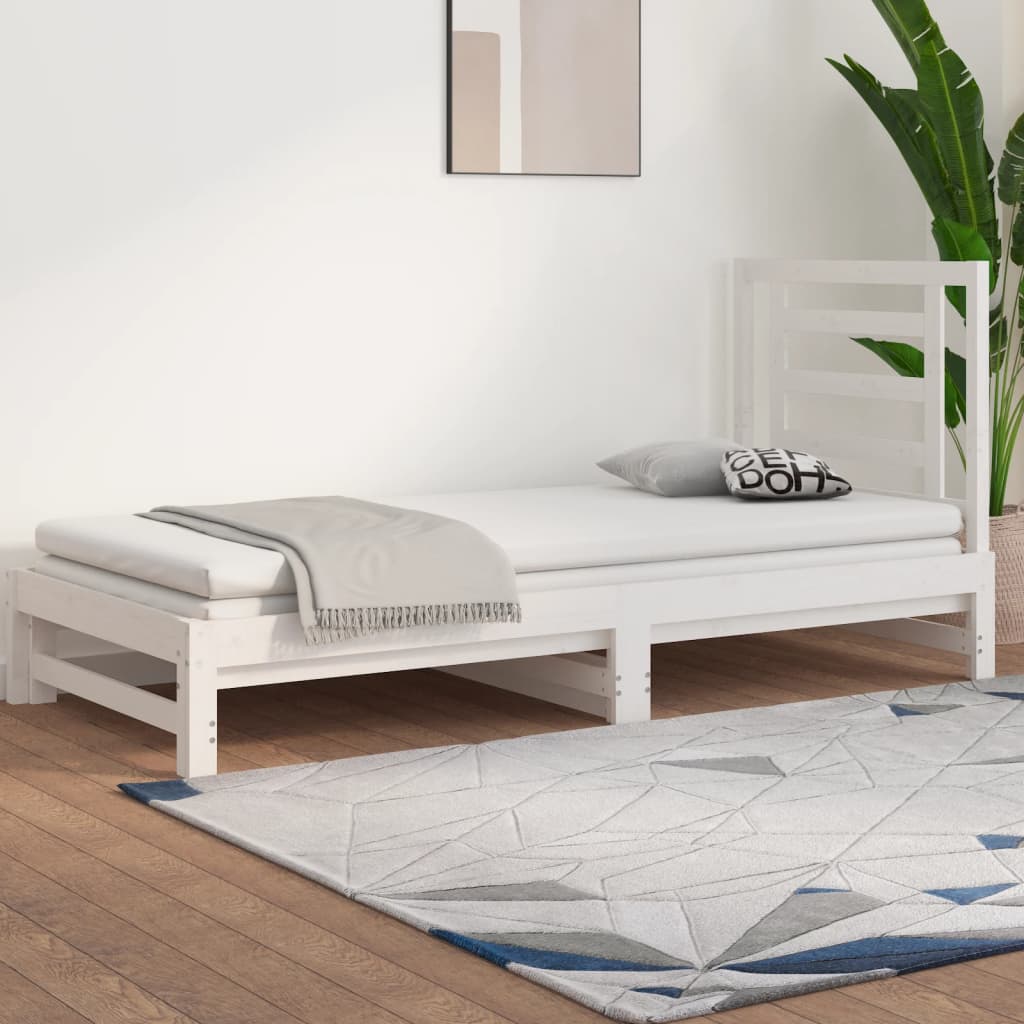 Pull-out Day Bed White 2x(90x200) cm Solid Wood Pine - Merkel Designers
