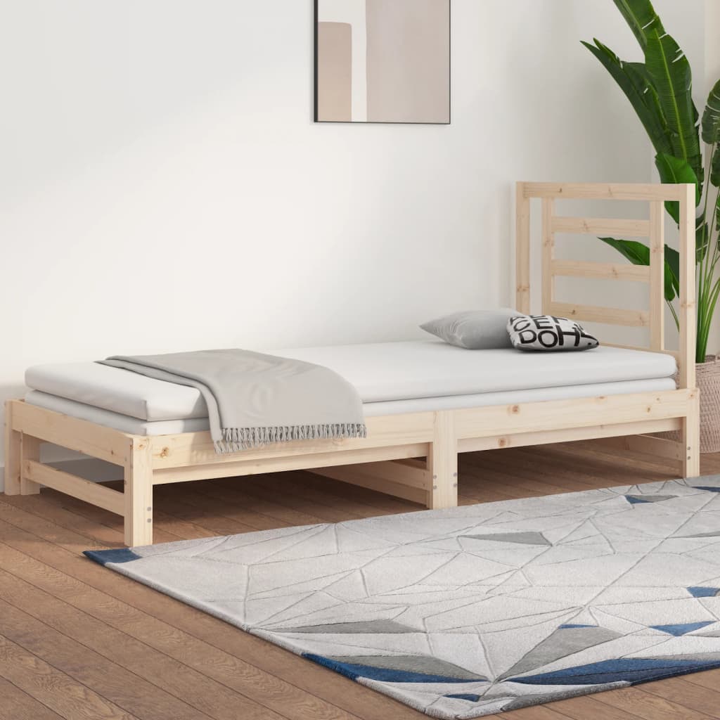 Pull-out Day Bed 2x(90x190) cm Solid Wood Pine - Direct Imports