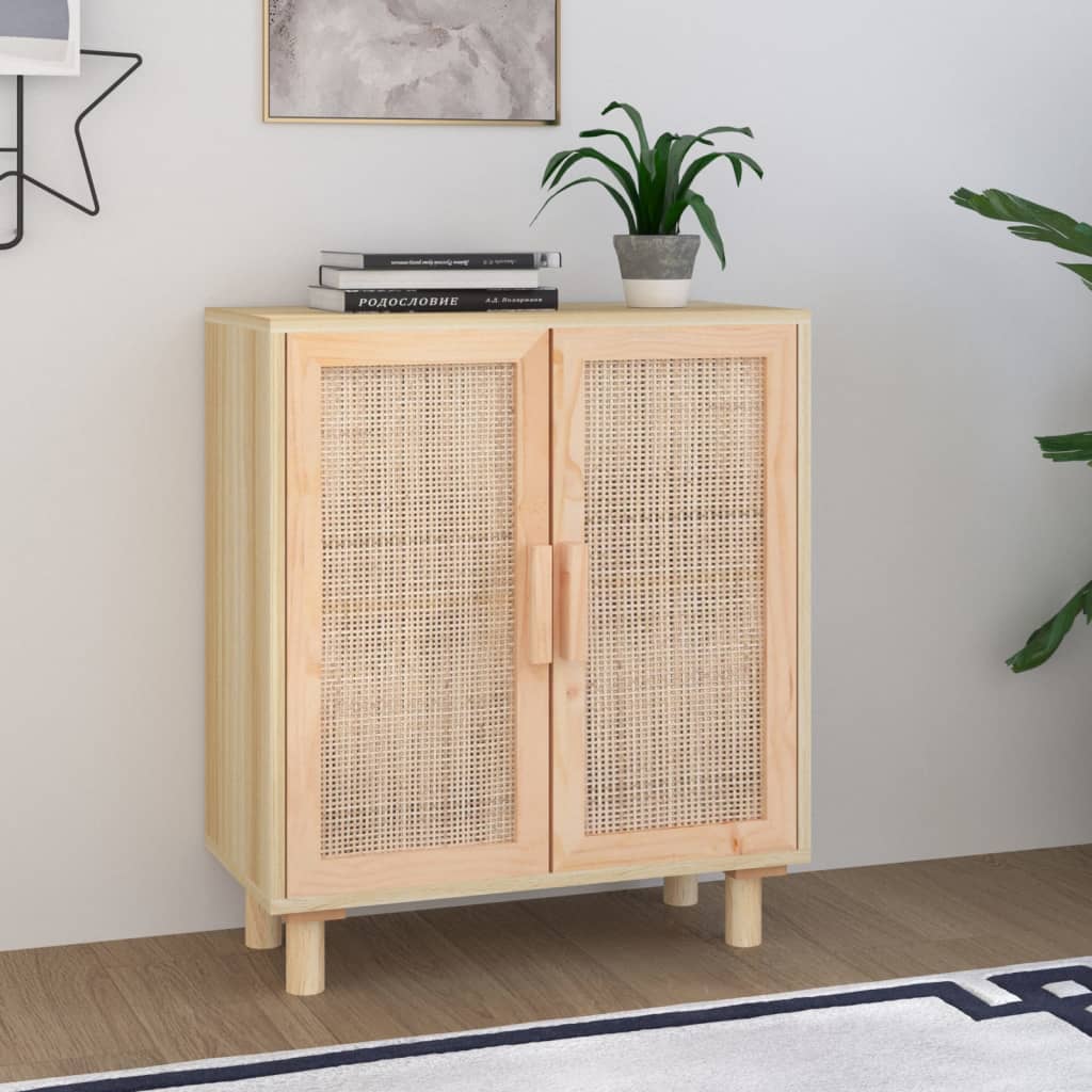 Sideboard Brown 60x30x70 cm Solid Wood Pine and Natural Rattan - Sid & Sam