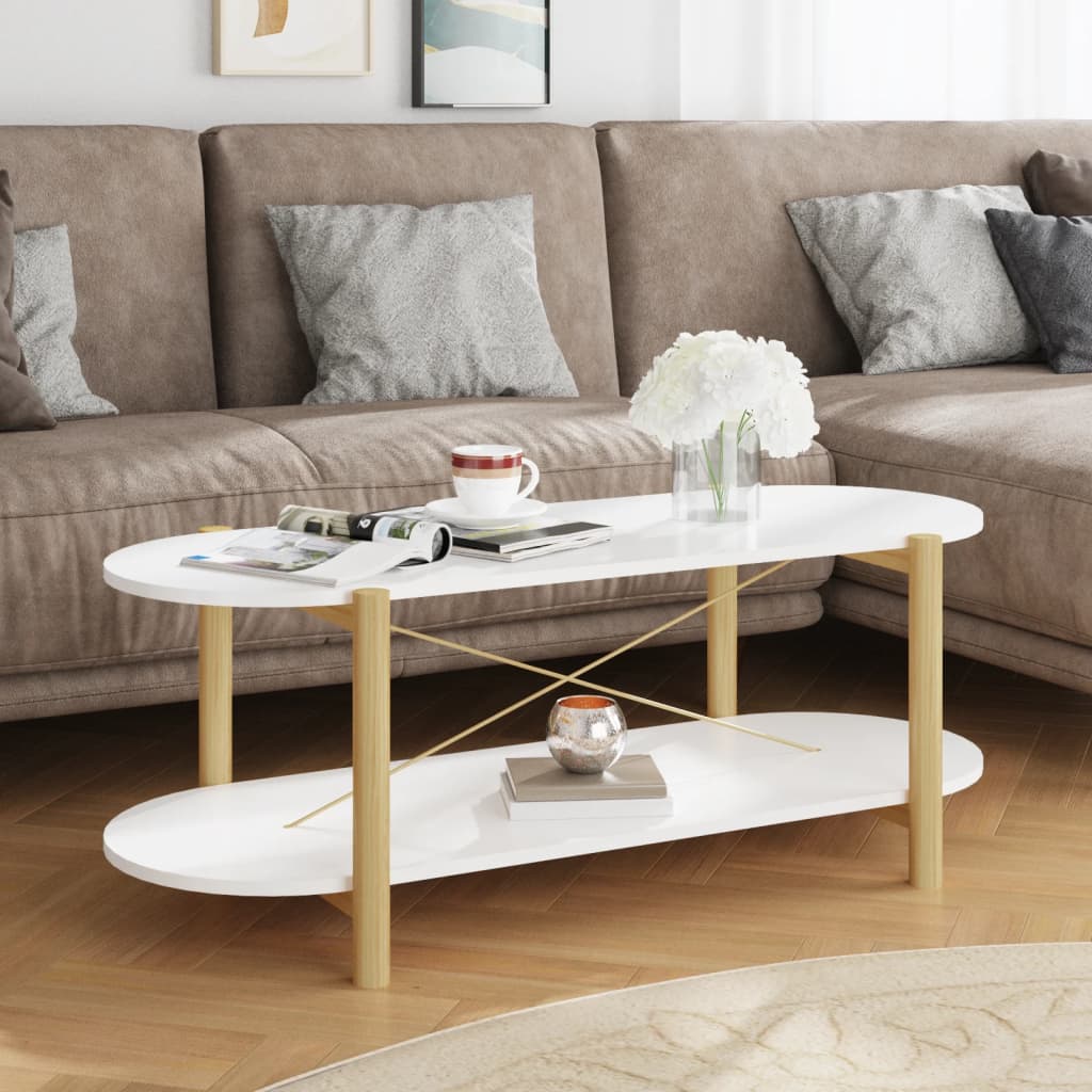 Coffee Table White 110x48x40 cm Engineered Wood - Casper Homes