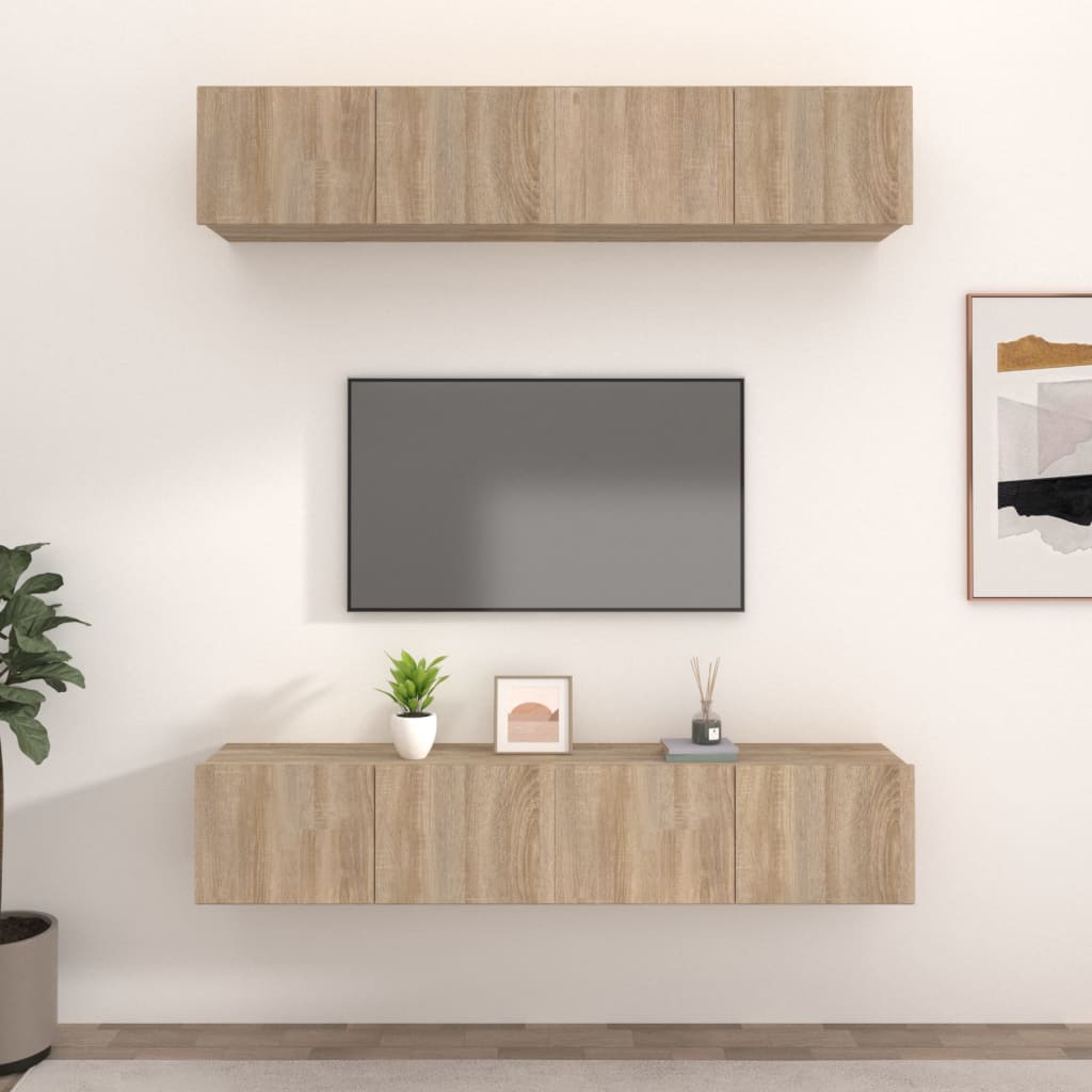 TV Cabinets 4 pcs Sonoma Oak 80x30x30 cm Engineered Wood - The Home Maker