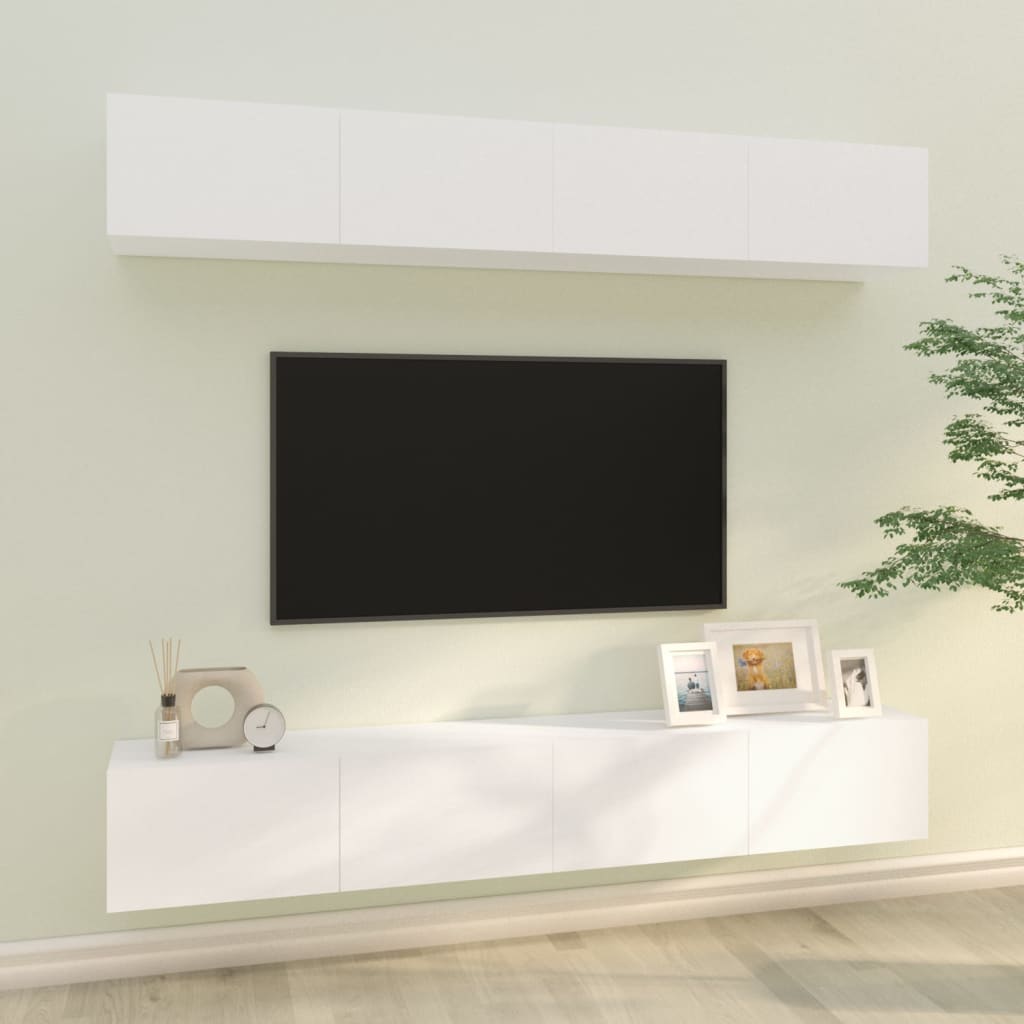 Wall TV Cabinets 4 pcs White 100x30x30 cm - The Home Maker