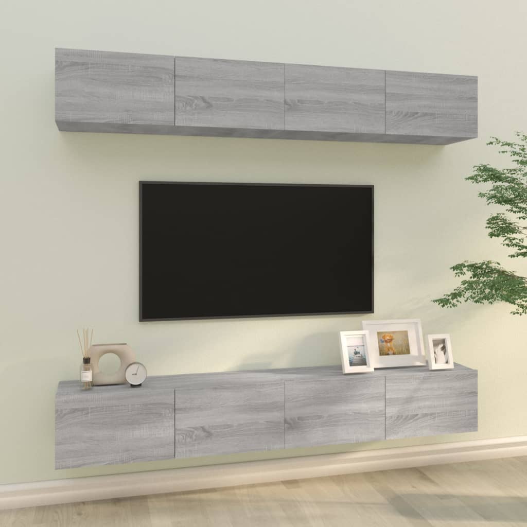 Wall TV Cabinets 4 pcs Grey Sonoma 100x30x30 cm - Direct Imports