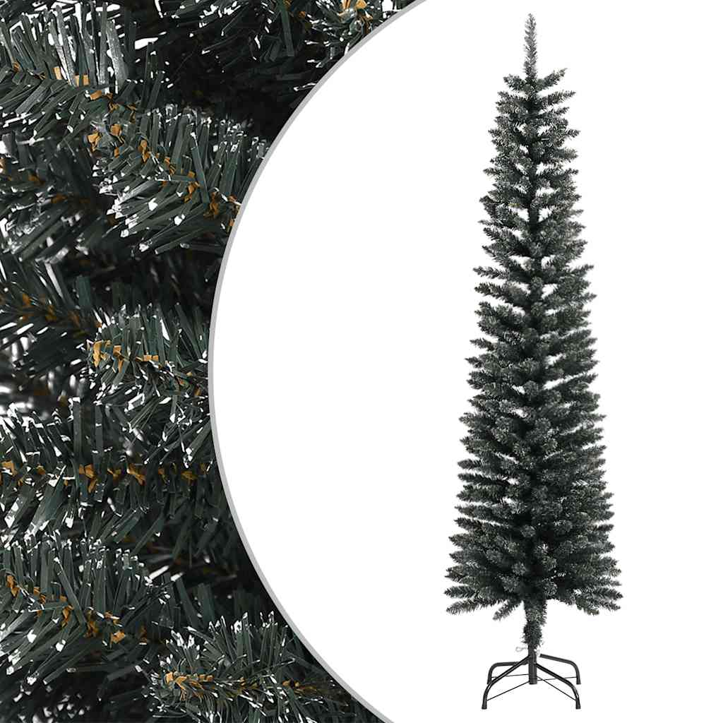 Artificial Slim Christmas Tree with Stand Green 180 cm PVC - Decor Base