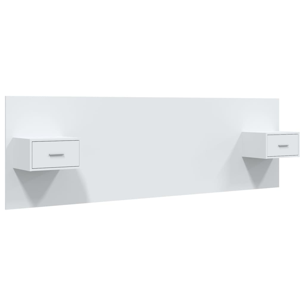 Bed Headboard with Cabinets White Engineered Wood - All Things Good
