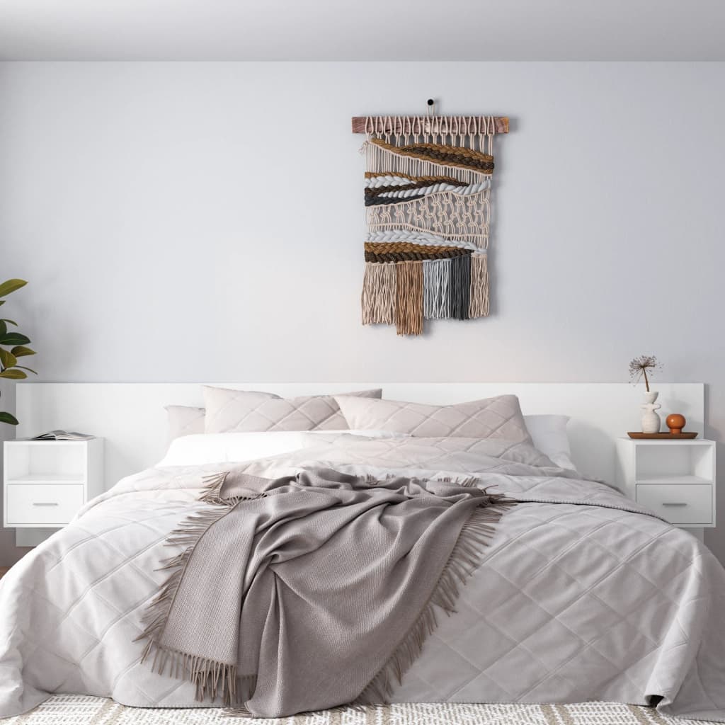 Bed Headboard with Cabinets White Engineered Wood - Sid & Sam