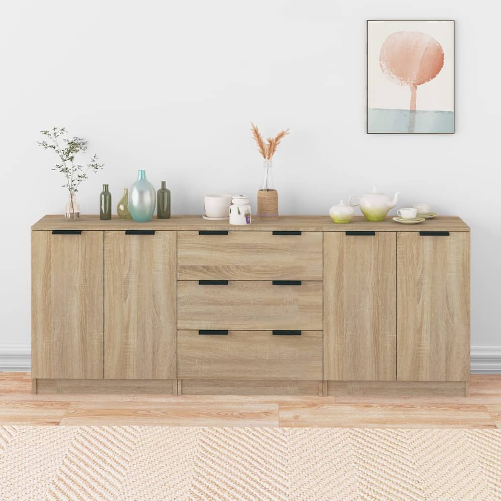 3 Piece Sideboards Sonoma Oak Engineered Wood - Merkel Designers