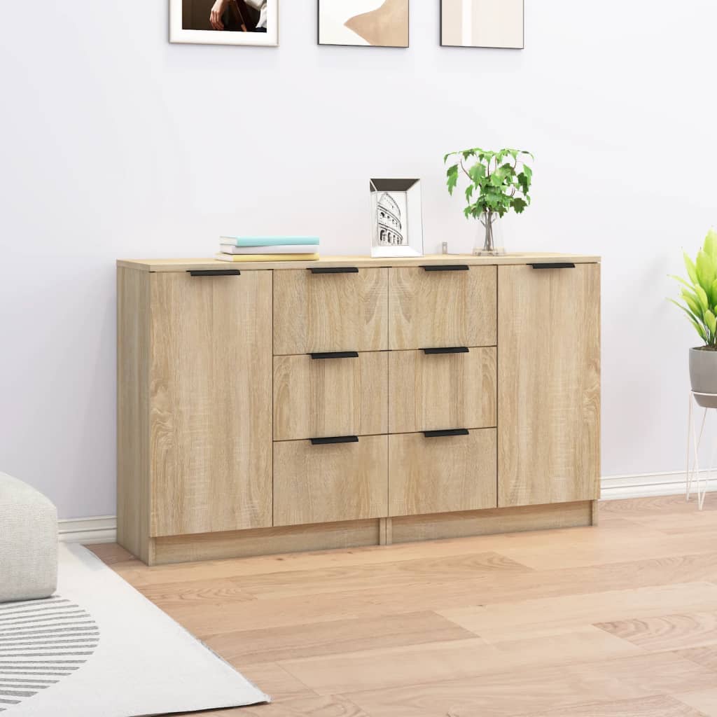 Sideboards 2 pcs Sonoma Oak 60x30x70 cm Engineered Wood - Design Hut