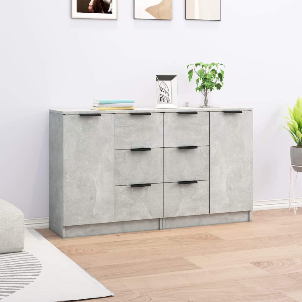Sideboards 2 pcs Concrete Grey 60x30x70 cm Engineered Wood - Direct Imports