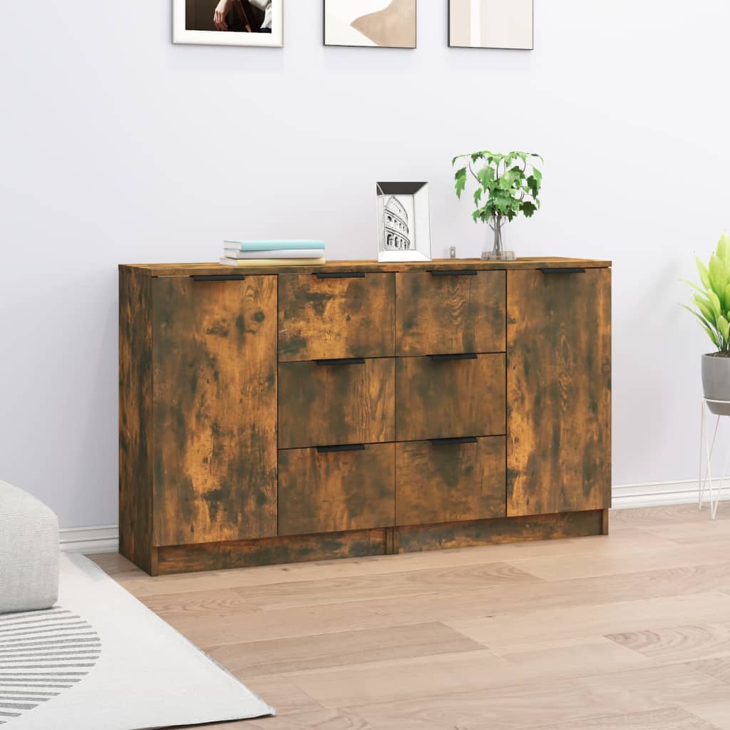 Sideboards 2 pcs Smoked Oak 60x30x70 cm Engineered Wood - Millennium Furniture