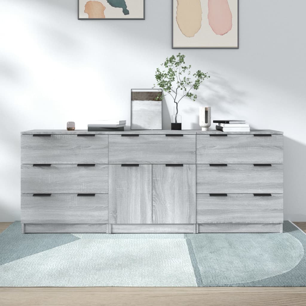3 Piece Sideboards Grey Sonoma Engineered Wood - Style and Chic