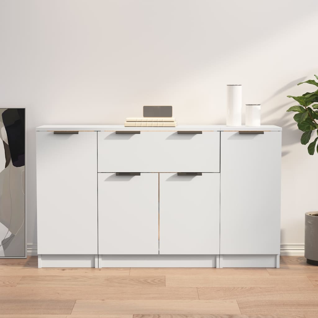 Sideboards 3 Pieces White Engineered Wood - Sid & Sam