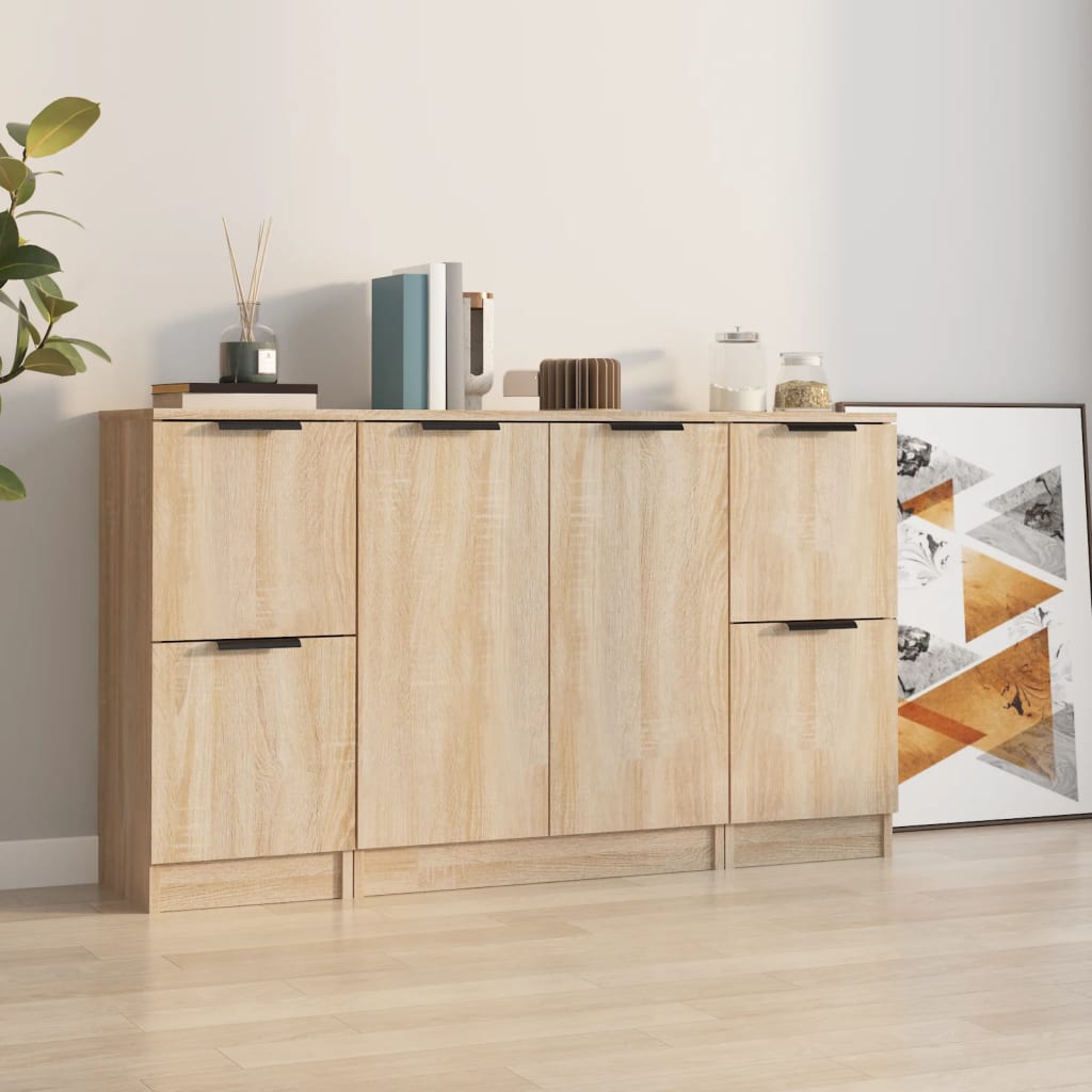Sideboards 3 pcs Sonoma Oak Engineered Wood - Merlin Deals
