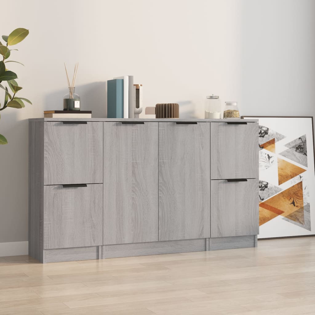 Sideboards 3 pcs Grey Sonoma Engineered Wood - Merlin Deals