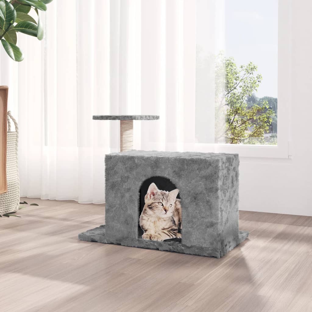 Cat Tree with Sisal Scratching Post Light Grey 51 cm - Decor Base
