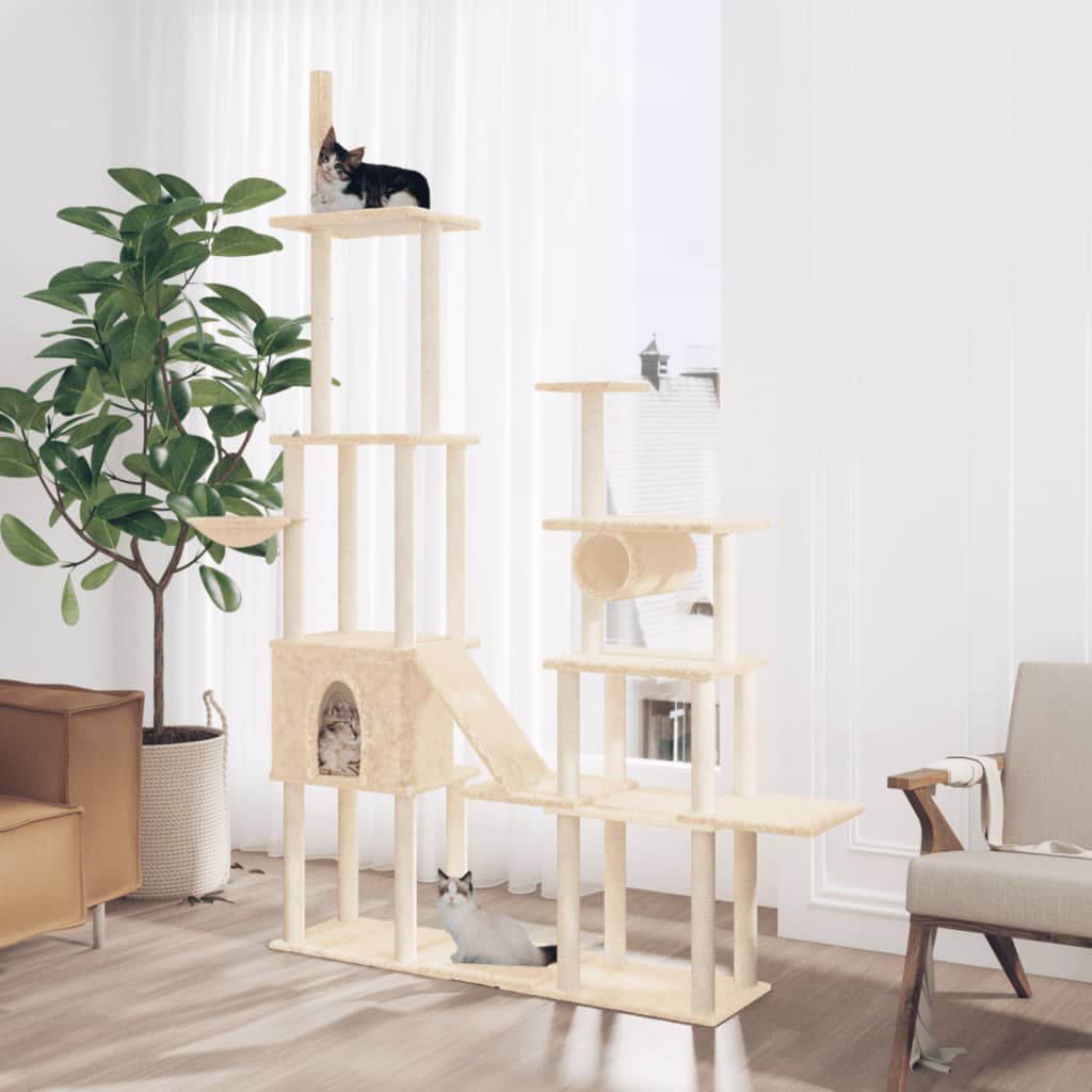 Cat Tree with Sisal Scratching Posts Cream 279 cm - Sid & Sam