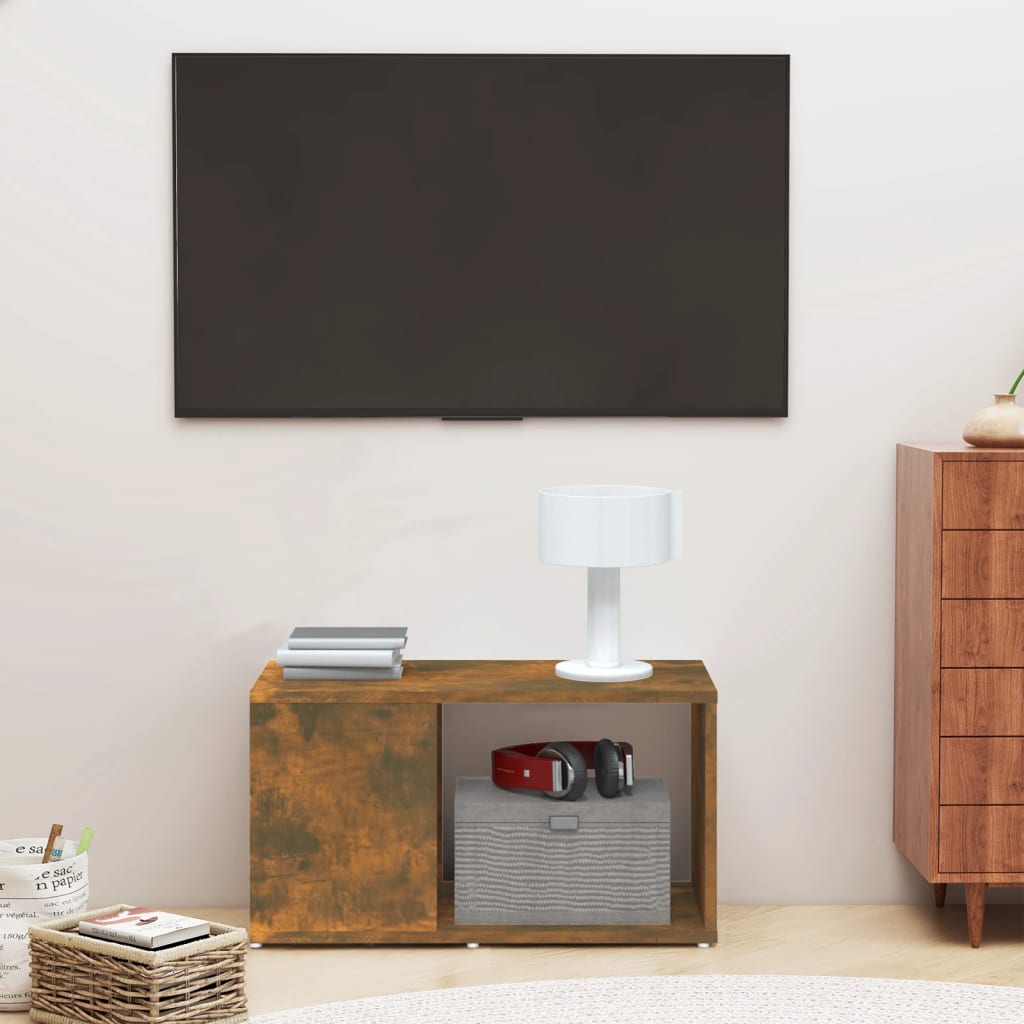 TV Cabinet Smoked Oak 60x24x32cm Engineered Wood - Millennium Furniture