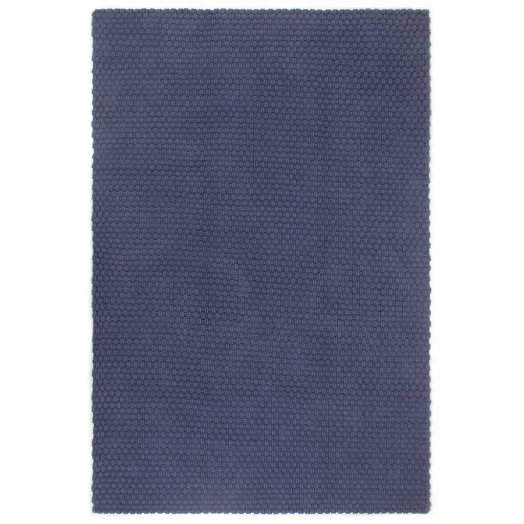 Rug Rectangular Navy Blue 160x230cm Cotton - The Home Maker