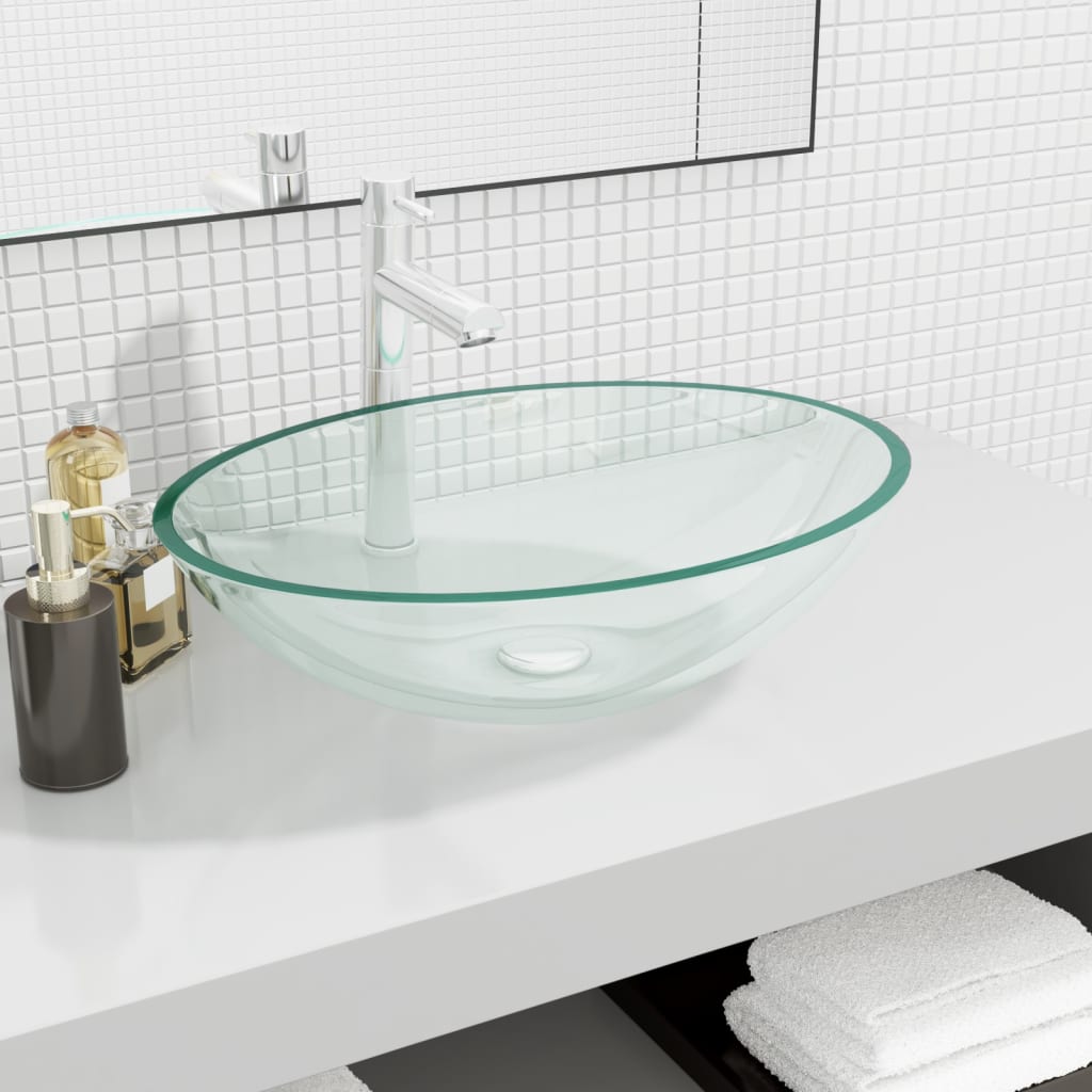 Basin Glass 50x37x14 cm Transparent - The Home Maker