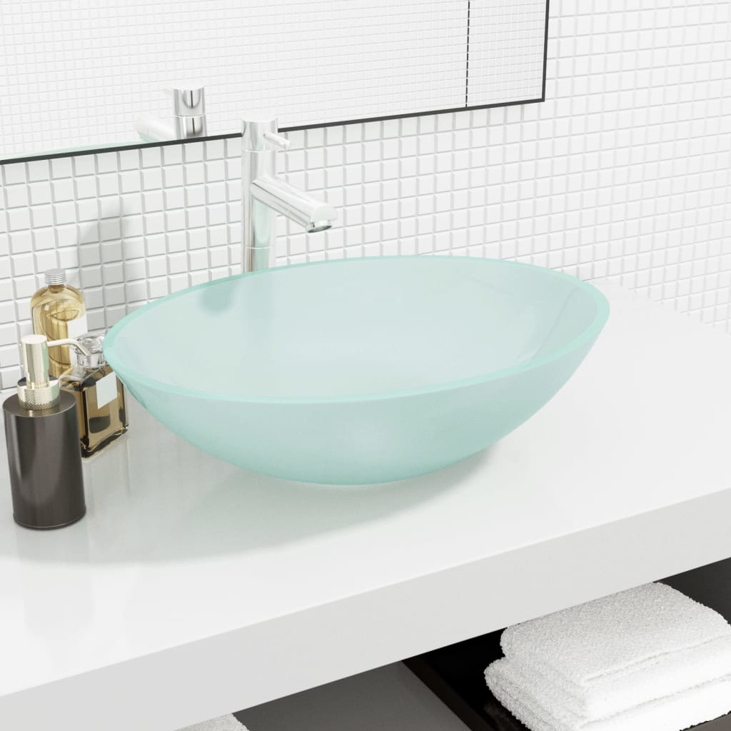 Basin Glass 50x37x14 cm Frosted - Unbeatable Bargains