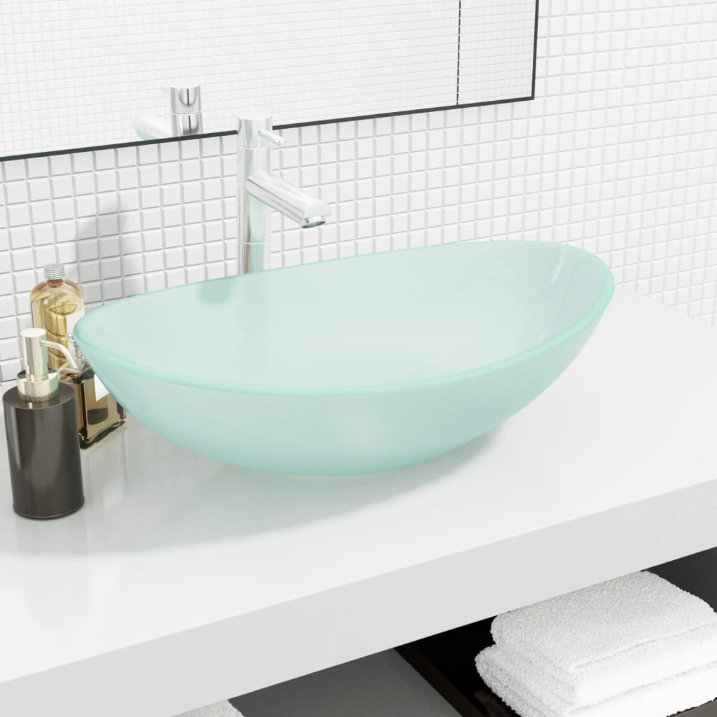 Basin Tempered Glass 54.5x35x15.5 cm Frosted - Direct Imports