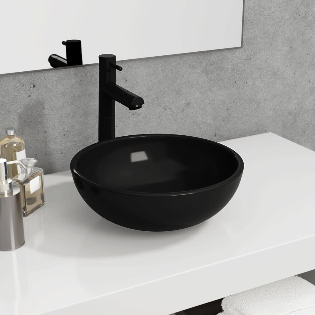 Basin Tempered Glass 35x12 cm Black - Millennium Furniture