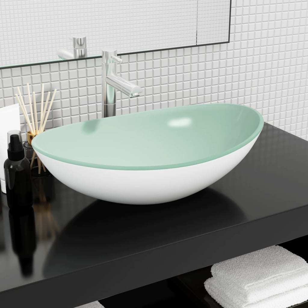 Basin Tempered Glass 54.5x35x15.5 cm White - The Home Maker