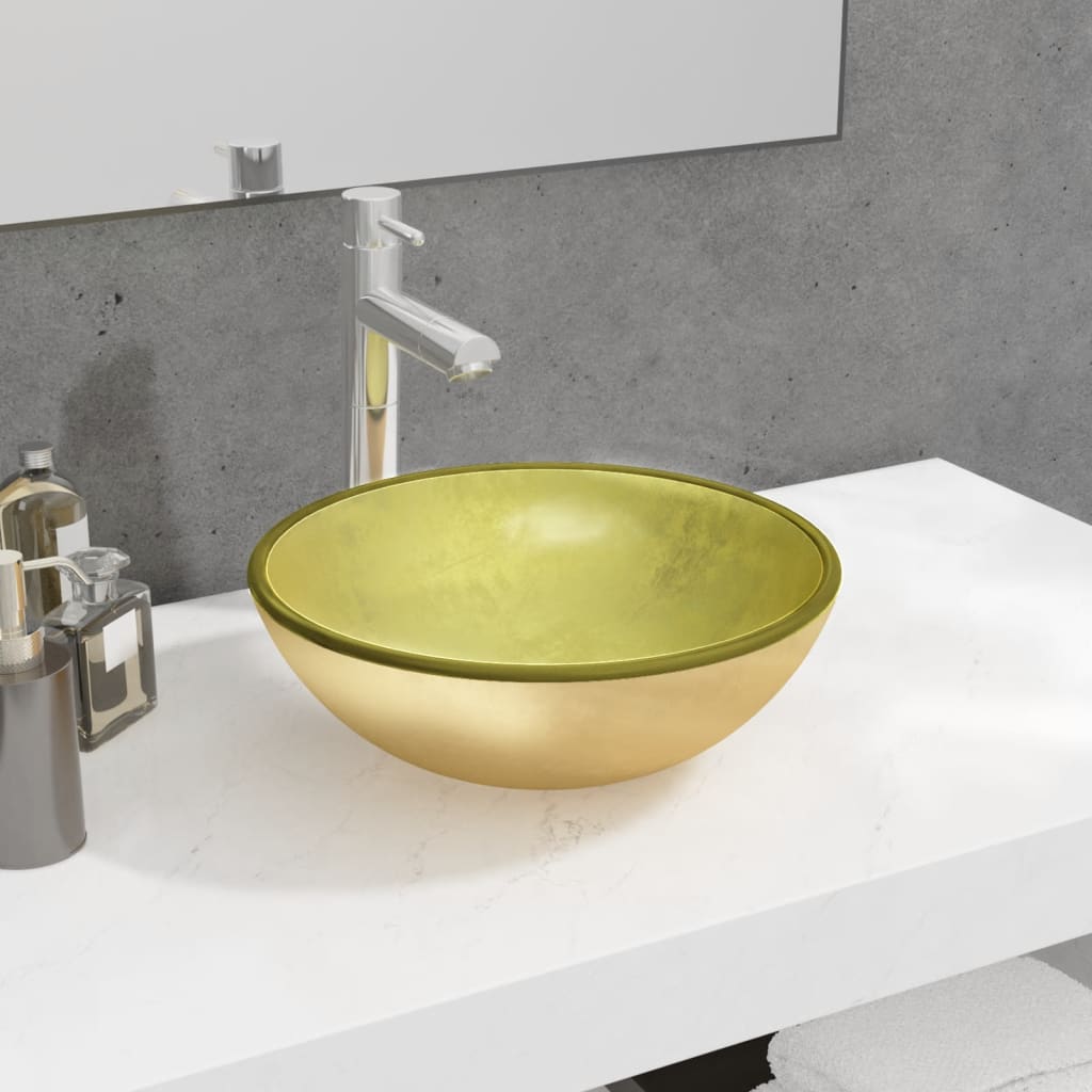 Basin Tempered Glass 35x12 cm Gold - Sid & Sam