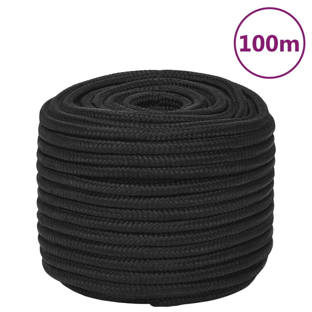 Boat Rope Full Black 12 mm 100 m Polypropylene - Tyrell & Tyrell