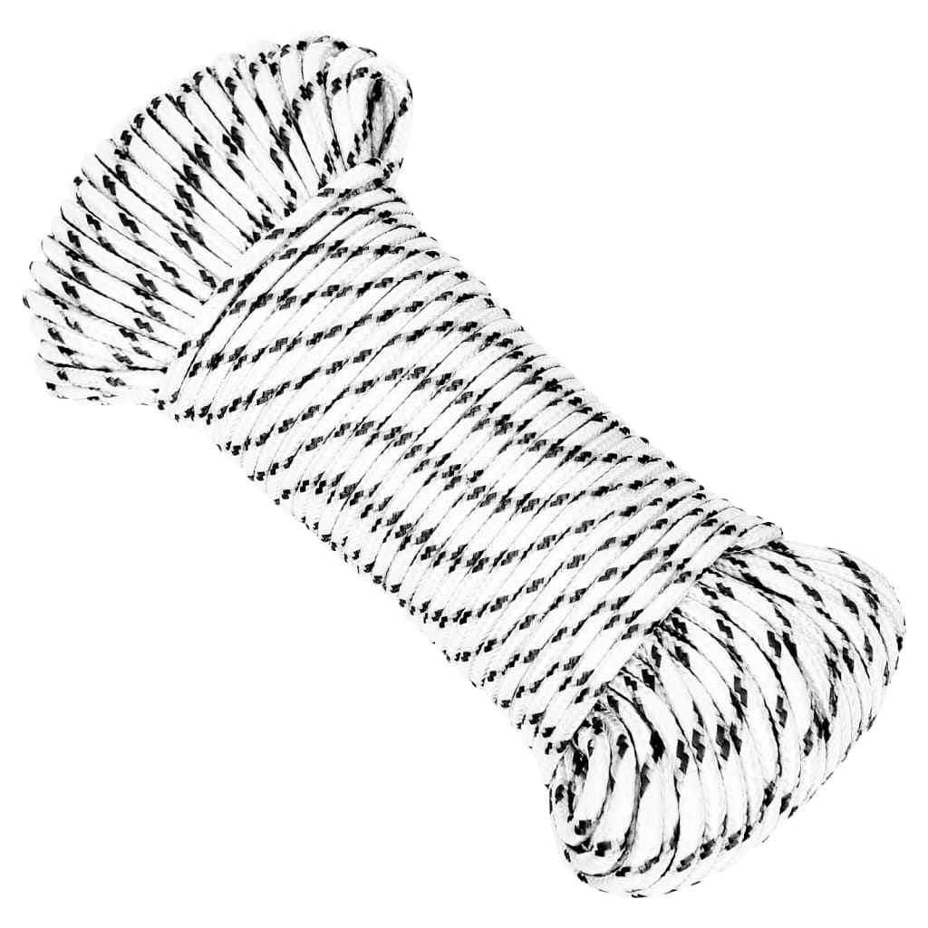 Braided Boat Rope White 5 mmx50 m Polyester - Sid & Sam