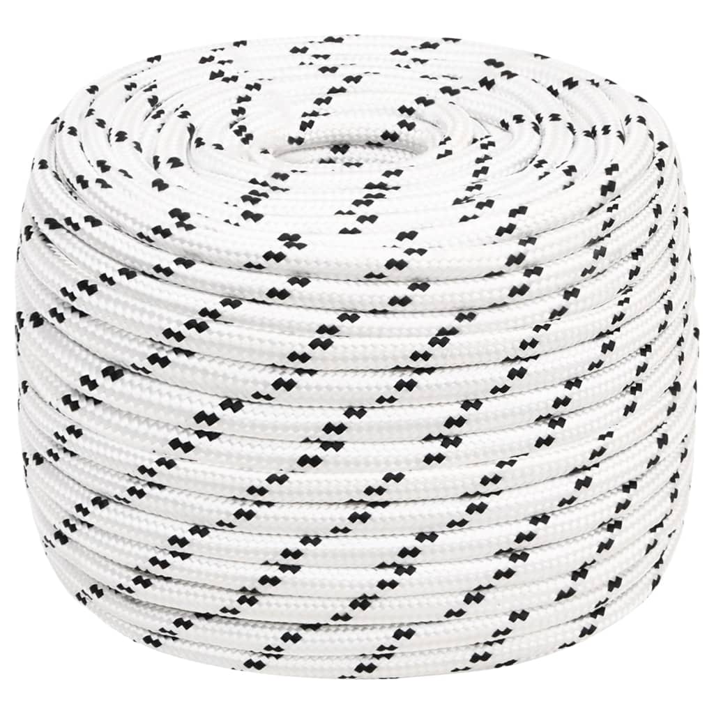 Braided Boat Rope White 14 mmx100 m Polyester - Sid & Sam