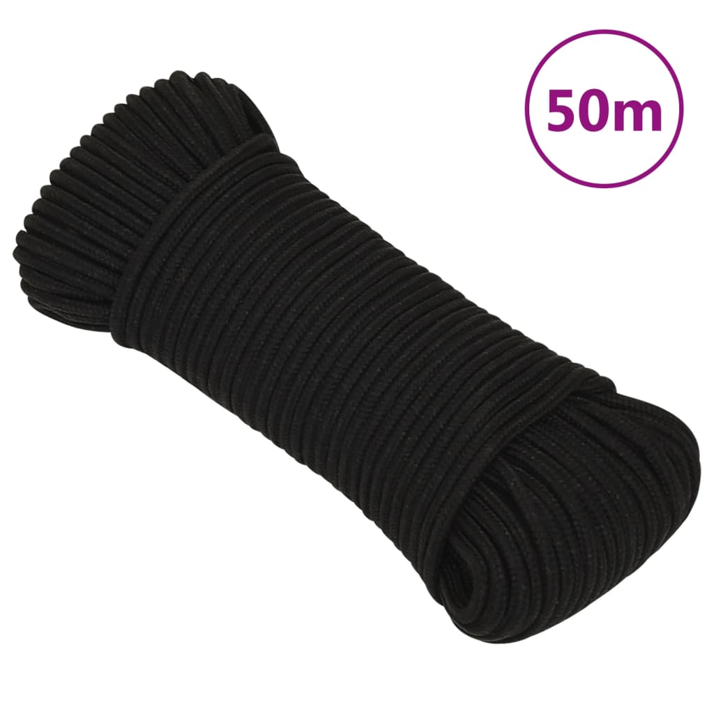 Work Rope Black 4 mm 50 m Polyester - Unbeatable Bargains
