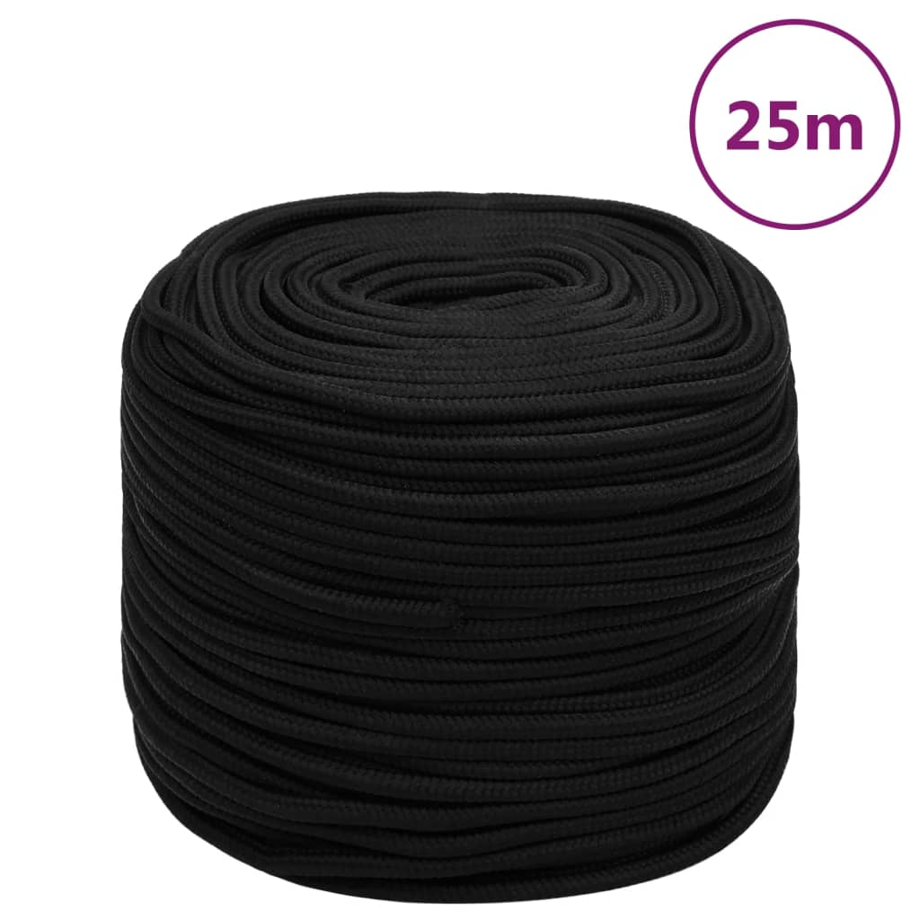 Work Rope Black 8 mm 25 m Polyester - Unbeatable Bargains