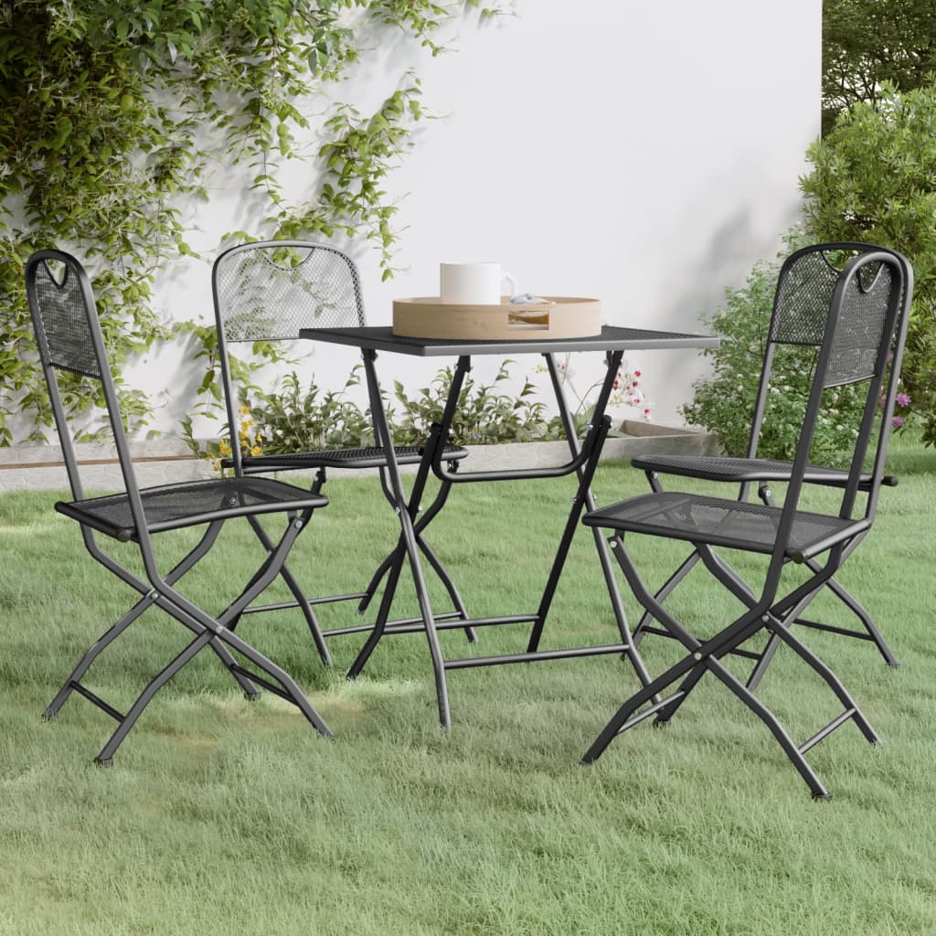 5 Piece Garden Dining Set Expanded Metal Mesh Anthracite - Discount Dealers