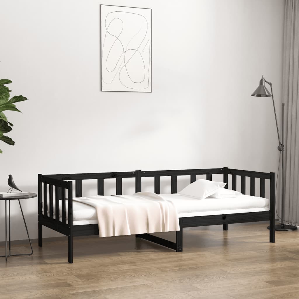 Day Bed Black 90x190 cm Solid Wood Pine - Decor Base