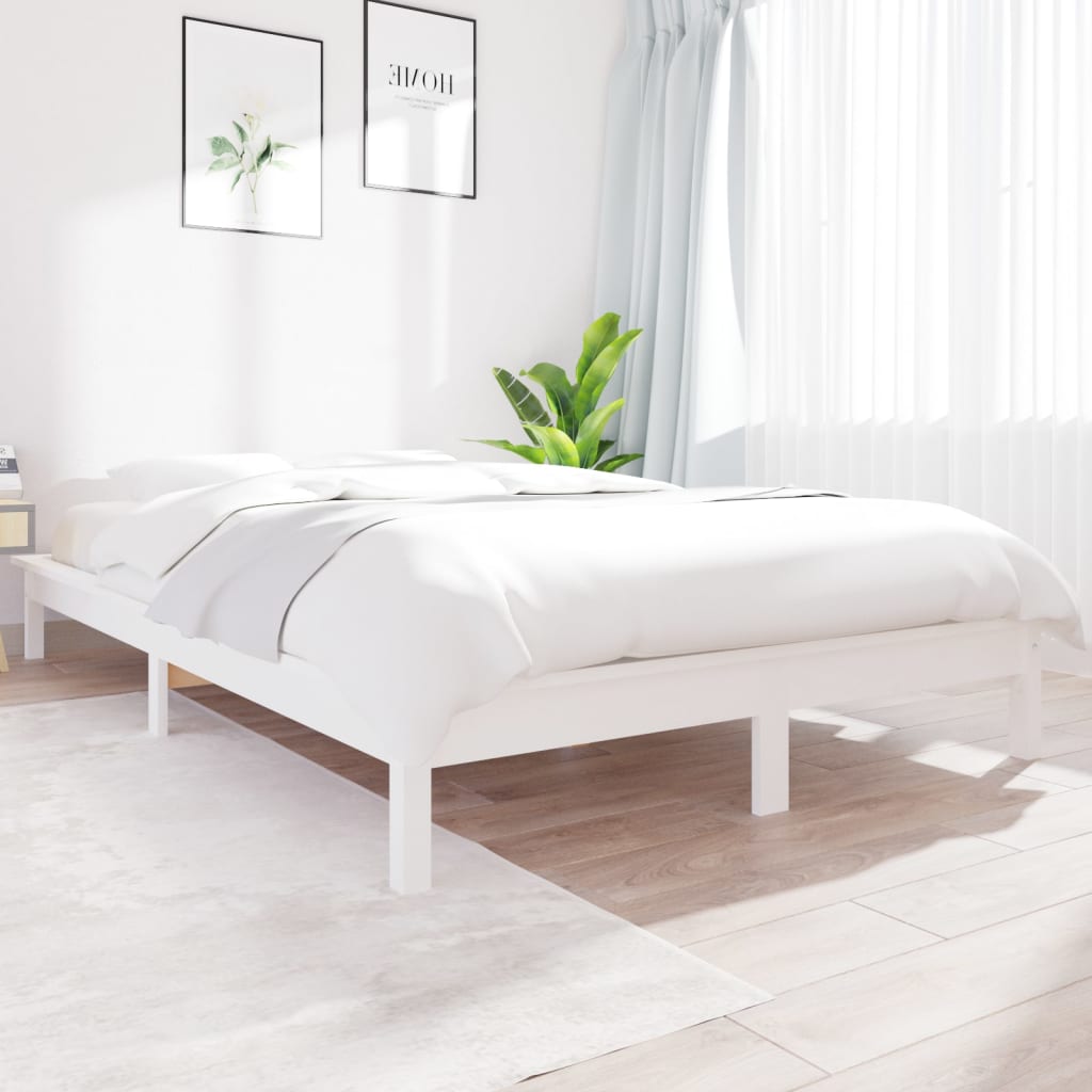 Bed Frame White 180x200 cm Super King Size Solid Wood Pine - Unbeatable Bargains