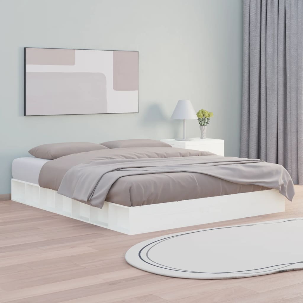 Bed Frame White 180x200 cm Super King Size Solid Wood - Casper Homes