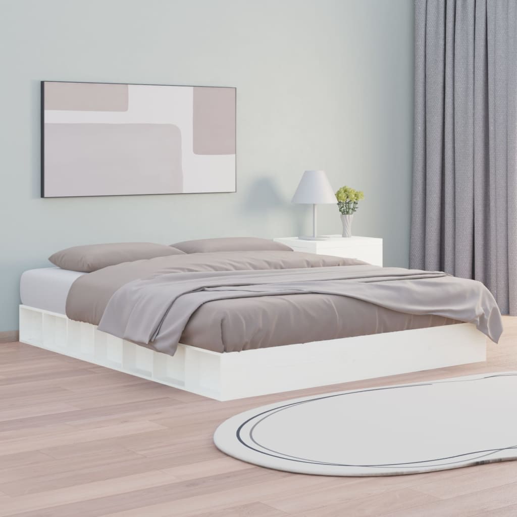 Bed Frame White 160x200 cm Solid Wood - Brittle & Co
