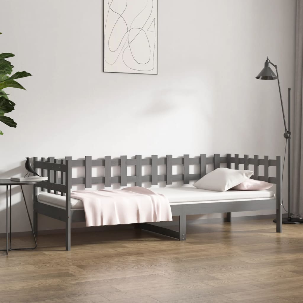 Day Bed Grey 80x200 cm Solid Wood Pine - Millennium Furniture