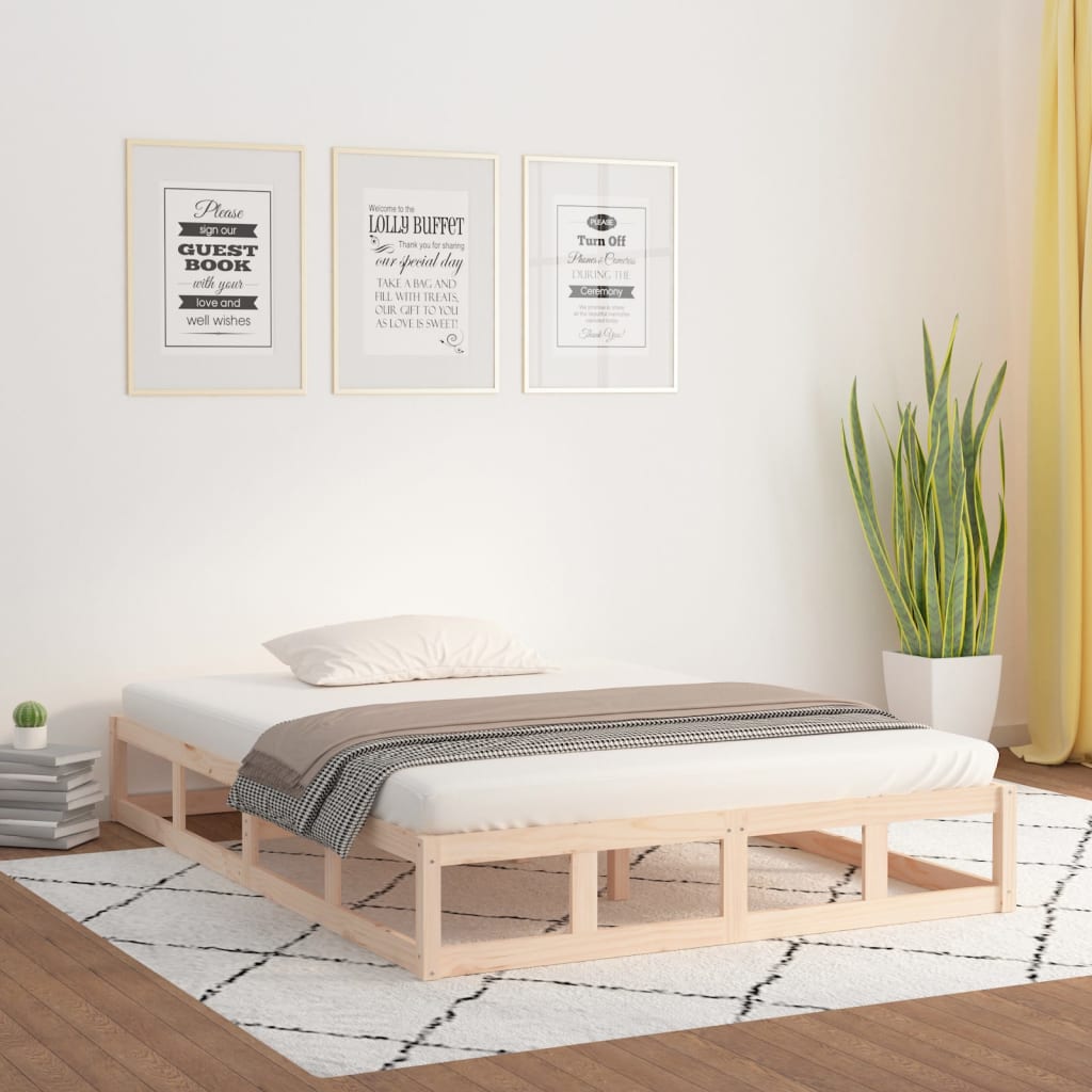 Bed Frame 140x200 cm Solid Wood - Merkel Designers