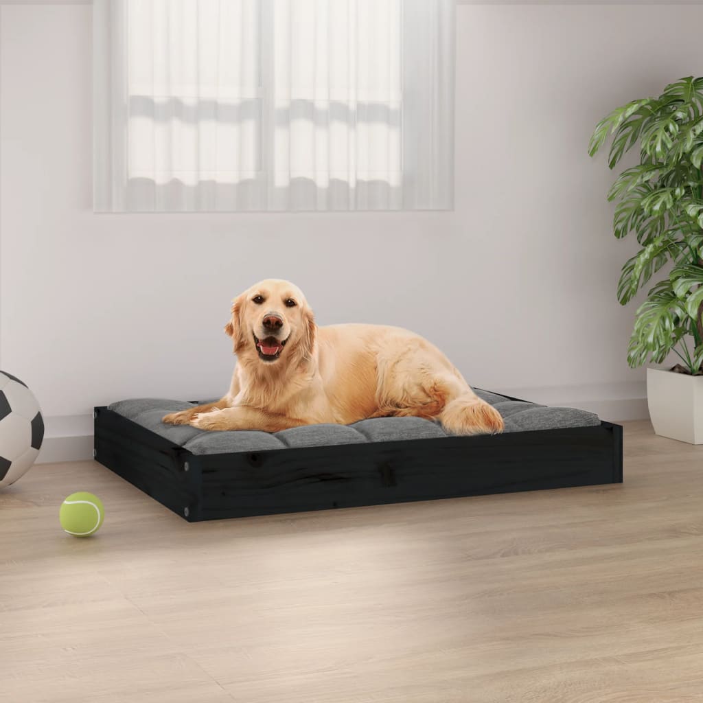 Dog Bed Black 71.5x54x9 cm Solid Wood Pine - R and M Furniture
