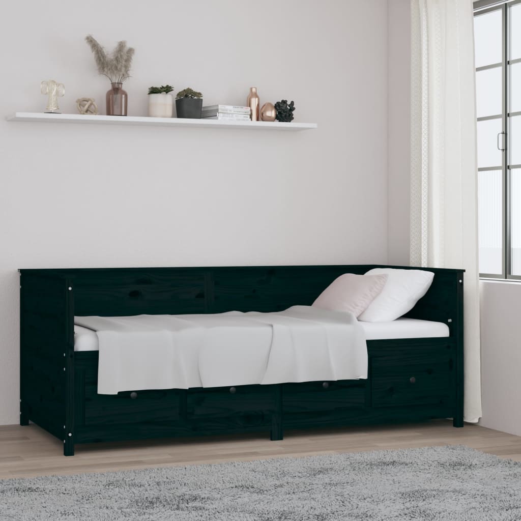 Day Bed Black 90x200 cm Solid Wood Pine - Casper Homes