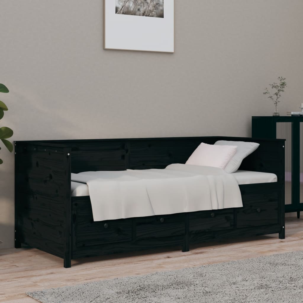 Day Bed Black 75x190 cm Solid Wood Pine - Sid & Sam