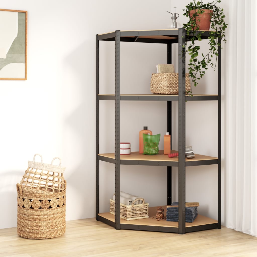 4-Layer Corner Shelf Anthracite Steel&Engineered Wood - Style and Chic