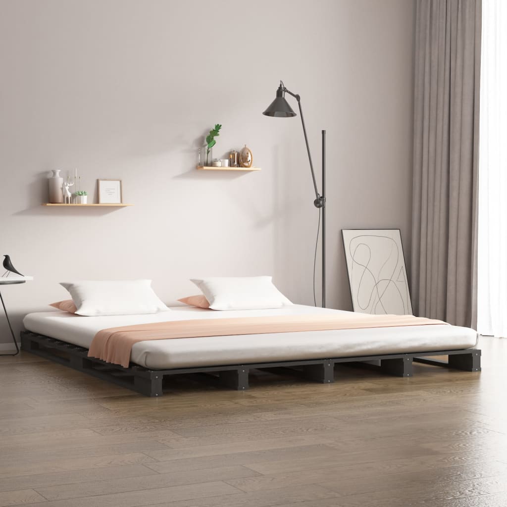Pallet Bed Grey 120x200 cm Solid Wood Pine - Design Hut
