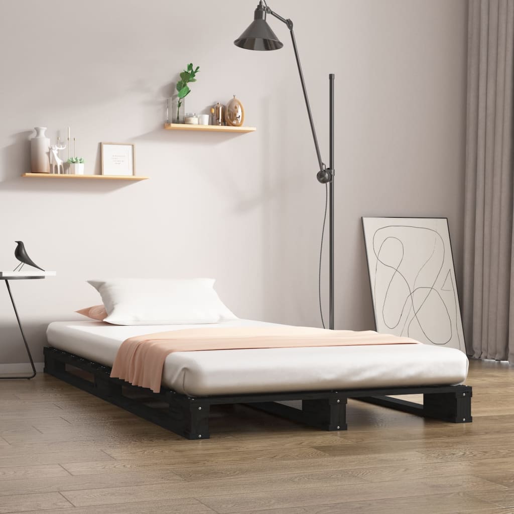 Pallet Bed Black 75x190 cm Small Single Solid Wood Pine - Sid & Sam