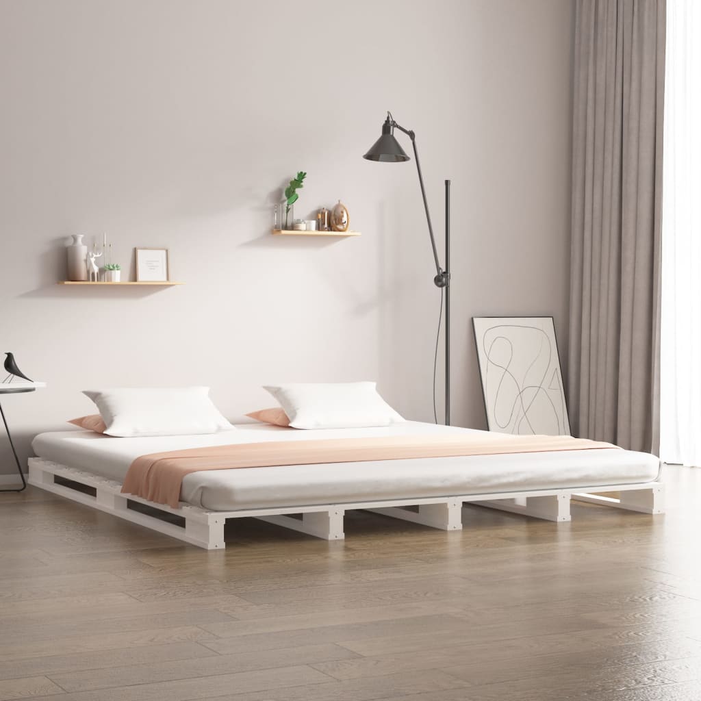Pallet Bed White 120x190 cm Small Double Wood Pine - Unbeatable Bargains