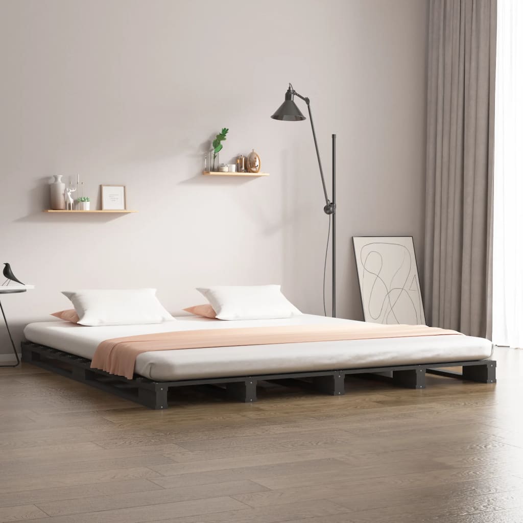 Pallet Bed Grey 120x190 cm Small Double Wood Pine - Tyrell & Tyrell