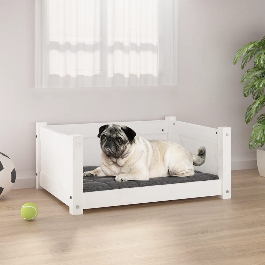 Dog Bed White 65.5x50.5x28 cm Solid Pine Wood - Tyrell & Tyrell