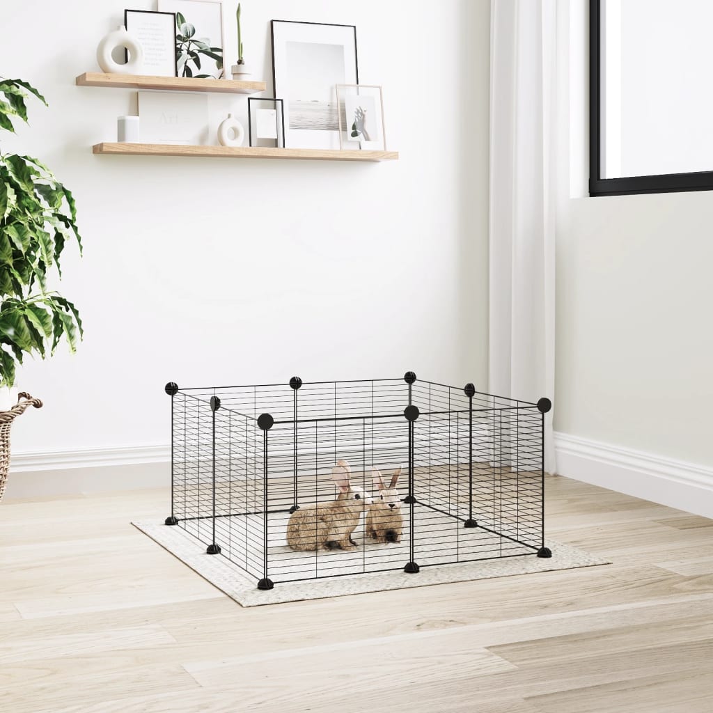 8-Panel Pet Cage Black 35x35 cm Steel - Unbeatable Bargains
